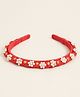 CHOKO Floral Designed & Beads Embellished Hair Band - Red White & Gold