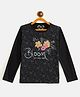 Fort Divine Cotton Knit Full Sleeves Floral Printed Tee - Black