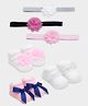 Mi Arcus Knit Pack Of 3 Floral Applique Detailed Socks & Headband - Multi Colour