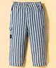 Ollypop Textile Woven Full Length Trouser Pant With Stripes & Pocket Detailing - Blue