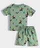 Orange Sugar 100% Cotton Knit Half Sleeves Jungle Theme Printed Coordinating Tee & Shorts Night Suit Set - Green
