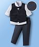 Mark & Mia Cotton Woven Full Sleeves Solid 3 Piece Party Suit With Bow - Black & White