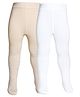 The little lookers Cotton Knit Pack Of 2 Solid Stockings - White & Skin