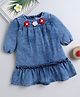 Bright Stars KIDSWEAR   Denim Full Sleeves Flower Applique Detailed Dress - Blue
