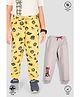 TRESNOVA 100% Premium Cotton Knit Pack Of 2 Jungle Theme & Typography Printed Track Pants - Yellow & Grey
