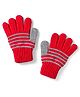 Model Knitted Striped Gloves - Red
