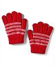 Model Knitted Striped Gloves - Red