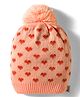 Model Knitted Heart Designed Winter Cap Beige - Diameter 7 cm