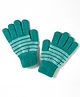 Model Knit Gloves with Stripe Design - Turquoise