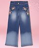 Cutecumber Denim Woven Floral Embroidered Jeans - Blue