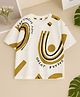 Googo Gaaga Cotton Knit Half Sleeves Abstract Printed Tee - White