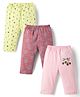 OHMS Single Jersey Knit Full Length Lounge Pants with Tropical Theme Print Pack of 3 - Pink Yellow & Rose Gold