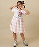 Kidsville Cotton Knit Mickey & Friends Featuring Minnie Mouse Printed & Striped Dress  - Pink & White