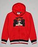 The Sandbox Clothing Co Cotton Knit Full Sleeves Sports Car Printed Light Winter Hooded Sweatjacket - Red