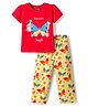 Pine Kids Single Jersey Knit Half Sleeves Night Suit With Butterfly Print - Red & Lime