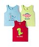 Doodle Poodle 100% Cotton Knit Sleeveless Vest with Dino Print Pack of 3 - Light Blue Light Green & Red