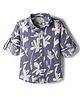 JASH KIDS Oxford Woven Full Sleeves Floral Printed Shirt - Blue