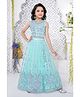 Lagorii Net Woven Sleeveless Leaves Embroidered & Sequins Embellished Lehenga Choli Set - Sea Green