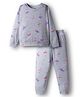Tiara Cotton Rib Knit Full Sleeves Ballerinas Printed Winter Sweatshirt With Joggers Set - Lilac