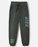 Nap Chief Pure Cotton Knit Drip Text Printed Track Pants - Iceberg Green