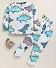 Little Marine Cotton Blend Knit Full Sleeves Dinosaur Printed Night Suit Set - Multi Colour
