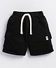 Little Ninja Cotton Knit Solid Cargo Shorts - Black
