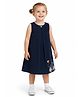 Pranava Organic Cotton Woven Sleeveless  Bicycle Embroidered Dress - Blue