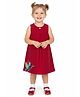 Pranava Organic Cotton Woven Sleeveless  Bird Embroidered  Dress - Red