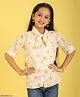 ISHTI Georgette Woven Three Fourth Sleeves Floral Printed Shirt - Yellow