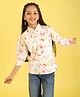 ISHTI Woven Three Fourth Sleeves Floral Printed & Butterfly Applique Detailed Shirt - Pink