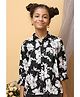 ISHTI Woven Three Fourth Sleeves Floral Printed Shirt - Black