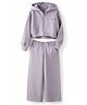 ALAN JONES Cotton Blend Knit Full Sleeves Solid Winter Hooded Sweatjacket With Pants Set - Mauve