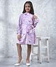 CRIMSOUNE CLUB Woven Full Puffed Sleeves Floral Printed Dress - Purple