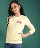 CRIMSOUNE CLUB Cotton Knit Full Sleeves Ancient Roots Text Printed Light Winter Sweatshirt - Yellow