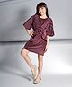 Peppermint Knit Half Bell Sleeves Striped Textured Dress - Purple
