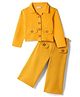 CrayonFlakes Waffle Knit Full Sleeves Solid Crop Jacket & Pant Set - Yellow