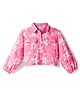 CrayonFlakes Cotton Woven Full Sleeves Floral Printed Shirt Style Top - Pink