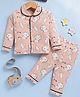 TOONYPORT Cotton Knit Full Sleeves Cute Animals Printed Coordinating Night Suit Set - Pink