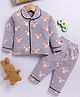 TOONYPORT Cotton Knit Full Sleeves Teddy Bear Printed Coordinating Night suit Set - Lavender
