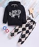 TOONYPORT Cotton Blend Knit Full Sleeves VIP Text Printed Light Winter Hooded Sweatshirt & Joggers Set - Black