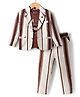 Dapper Dudes Full Sleeves Striped Blazer With Pant & Tee - Brown