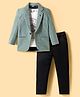 Dapper Dudes Full Sleeves Solid Blazer With Tee & Pant Set - Green