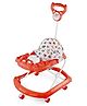 BabyGo Tintin Baby Walker for 6-24 Months, Baby Walker with Push Handle & Activity Tray  Foldable Adjustable Height Infant Walker with Wheels, Music,Toy Bar and Comfotable seat (Red)