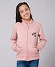ALAN JONES Cotton Blend Knit Full Sleeves Wave Of Love Text Printed Light Winter Hooded Sweatjacket - Dusty Pink
