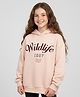 ALAN JONES Cotton Blend Knit Full Drop Shoulder Sleeves Wildlife Text Printed Light Winter Hoodie - Pink