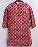 Tabard Cotton Knit Full Sleeves Ethnic Motif Printed Kurta - Red