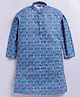 Tabard Cotton Knit Full Sleeves Ethnic Motif Printed Kurta - Blue