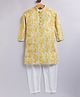 Tabard Cotton Knit Full Sleeves Paisley Printed Kurta Pyjama Set - Yellow
