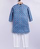 Tabard Cotton Knit Full Sleeves Ethnic Motif Printed Kurta Pyjama Set - Blue