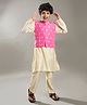 Bittu by bhama Cotton Blend Woven Full Sleeves Solid Kurta Pyjama With Floral Printed Jacket Set - Off White
